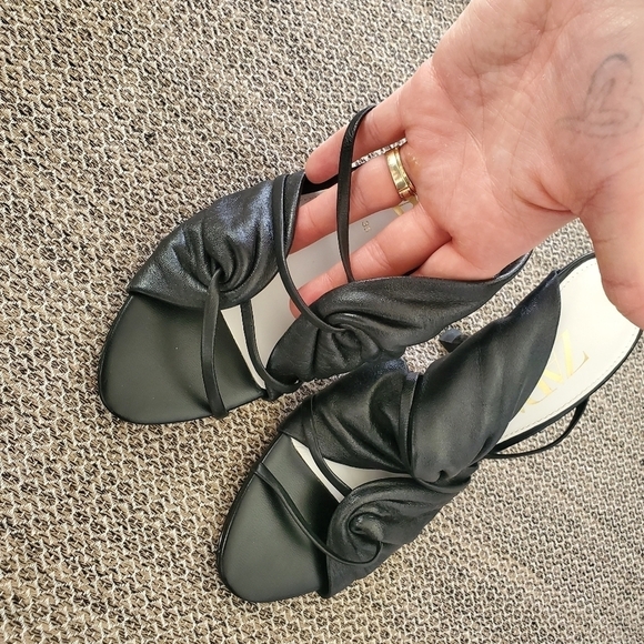 Zara Gathered Leather Heeled Sandals - Picture 6 of 13
